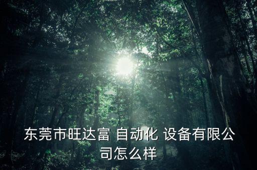  東莞市旺達(dá)富 自動(dòng)化 設(shè)備有限公司怎么樣