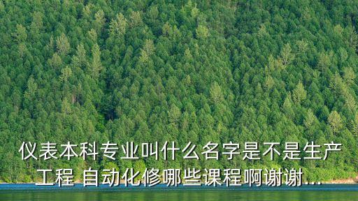  儀表本科專業(yè)叫什么名字是不是生產(chǎn)工程 自動化修哪些課程啊謝謝...