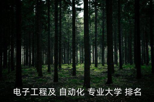電子工程及 自動(dòng)化 專(zhuān)業(yè)大學(xué) 排名