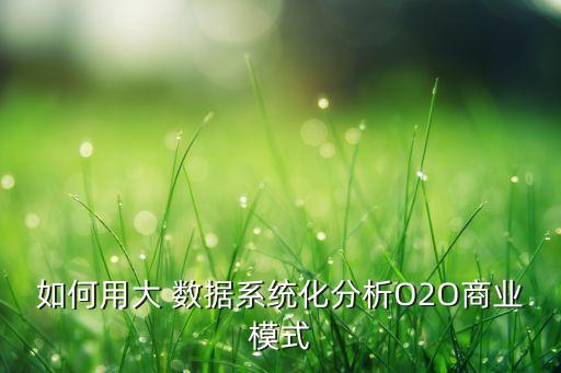 如何用大 數(shù)據(jù)系統(tǒng)化分析O2O商業(yè)模式