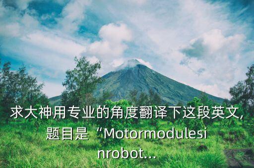 求大神用專業(yè)的角度翻譯下這段英文,題目是“Motormodulesinrobot...