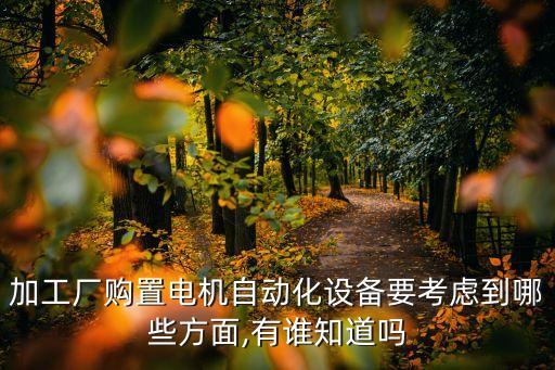 加工廠購(gòu)置電機(jī)自動(dòng)化設(shè)備要考慮到哪些方面,有誰(shuí)知道嗎