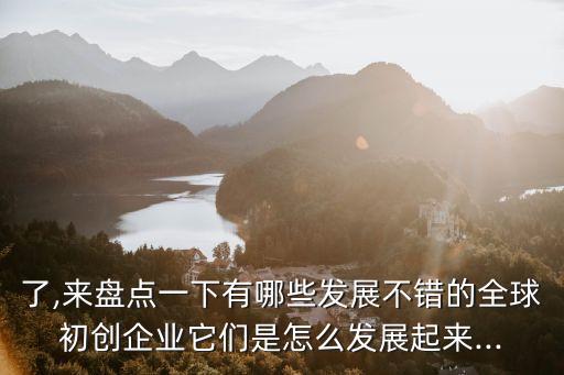 了,來盤點一下有哪些發(fā)展不錯的全球初創(chuàng)企業(yè)它們是怎么發(fā)展起來...