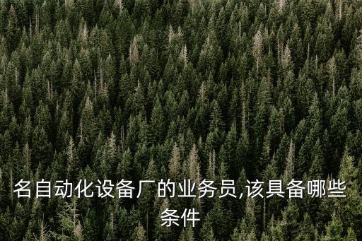名自動(dòng)化設(shè)備廠的業(yè)務(wù)員,該具備哪些條件