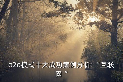 o2o模式十大成功案例分析:“互聯(lián)網(wǎng) ”
