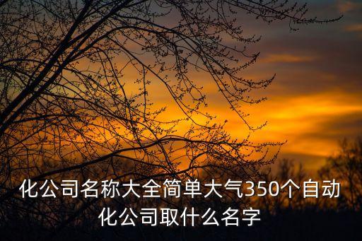 化公司名稱大全簡(jiǎn)單大氣350個(gè)自動(dòng)化公司取什么名字