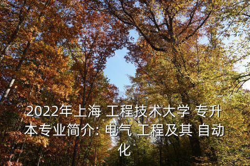 2022年上海 工程技術(shù)大學(xué) 專升本專業(yè)簡介: 電氣 工程及其 自動(dòng)化