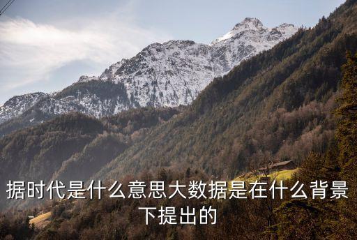 據(jù)時代是什么意思大數(shù)據(jù)是在什么背景下提出的