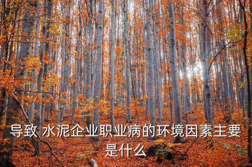導(dǎo)致 水泥企業(yè)職業(yè)病的環(huán)境因素主要是什么