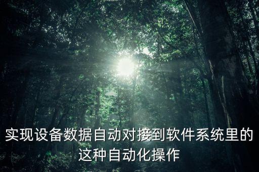 實(shí)現(xiàn)設(shè)備數(shù)據(jù)自動(dòng)對(duì)接到軟件系統(tǒng)里的這種自動(dòng)化操作