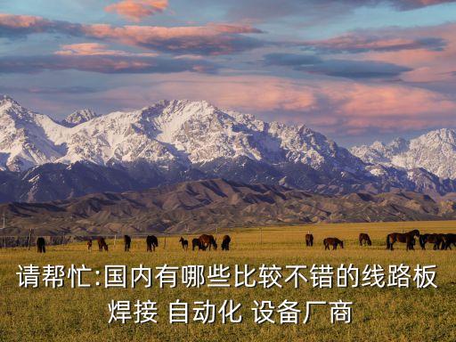 請幫忙:國內有哪些比較不錯的線路板 焊接 自動化 設備廠商
