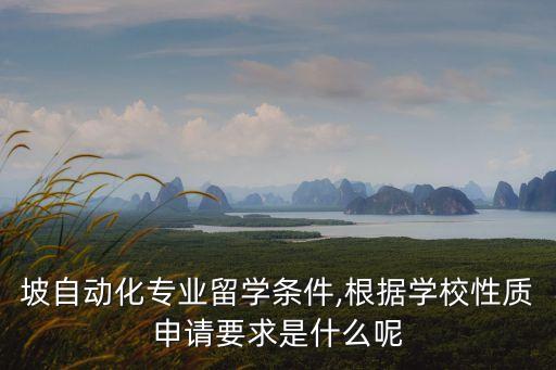 坡自動化專業(yè)留學(xué)條件,根據(jù)學(xué)校性質(zhì)申請要求是什么呢