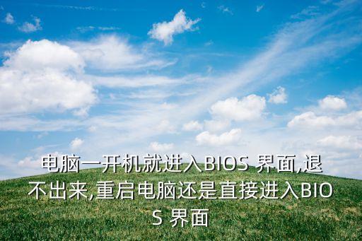 電腦一開機就進入BIOS 界面,退不出來,重啟電腦還是直接進入BIOS 界面