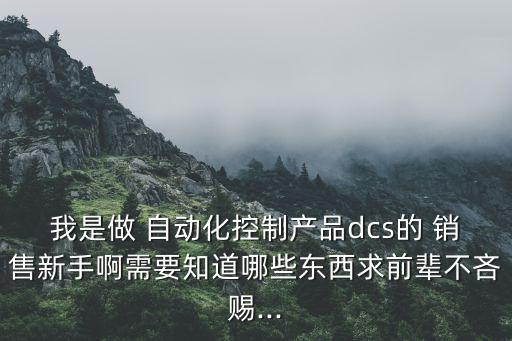 我是做 自動(dòng)化控制產(chǎn)品dcs的 銷售新手啊需要知道哪些東西求前輩不吝賜...