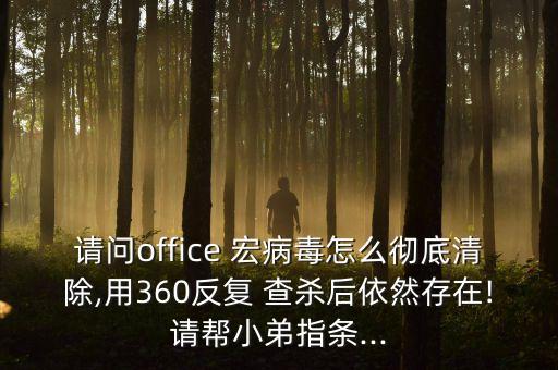 請(qǐng)問(wèn)office 宏病毒怎么徹底清除,用360反復(fù) 查殺后依然存在!請(qǐng)幫小弟指條...