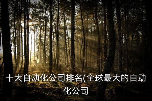 十大自動化公司排名(全球最大的自動化公司