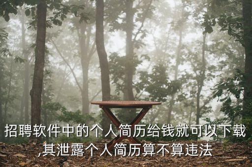招聘軟件中的個人簡歷給錢就可以下載,其泄露個人簡歷算不算違法