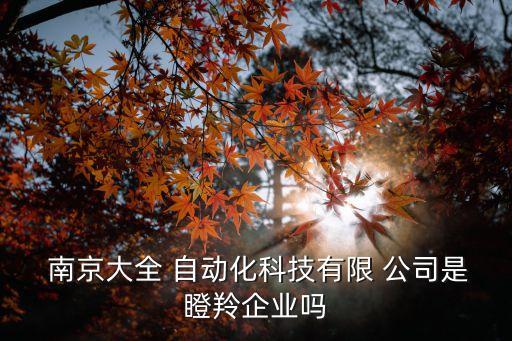 南京大全 自動(dòng)化科技有限 公司是瞪羚企業(yè)嗎