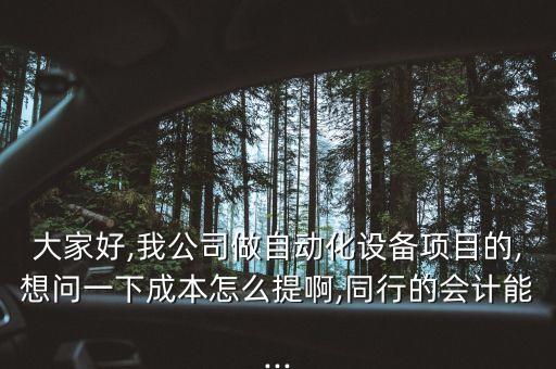 大家好,我公司做自動化設(shè)備項目的,想問一下成本怎么提啊,同行的會計能...