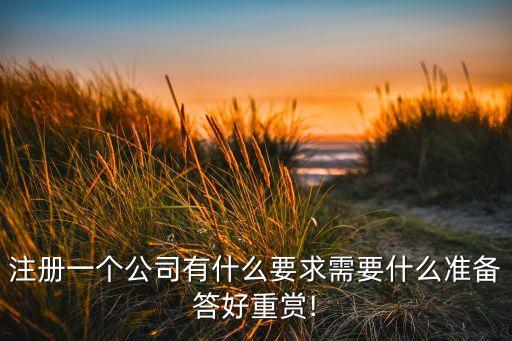 注冊一個公司有什么要求需要什么準備答好重賞!