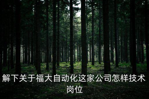 解下關(guān)于福大自動化這家公司怎樣技術(shù)崗位