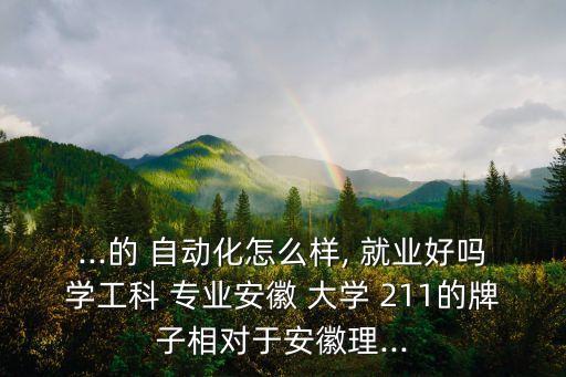 ...的 自動化怎么樣, 就業(yè)好嗎學(xué)工科 專業(yè)安徽 大學(xué) 211的牌子相對于安徽理...