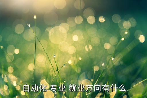  自動化 專業(yè) 就業(yè)方向有什么