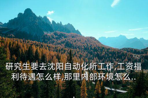 研究生要去沈陽自動(dòng)化所工作,工資福利待遇怎么樣,那里內(nèi)部環(huán)境怎么...
