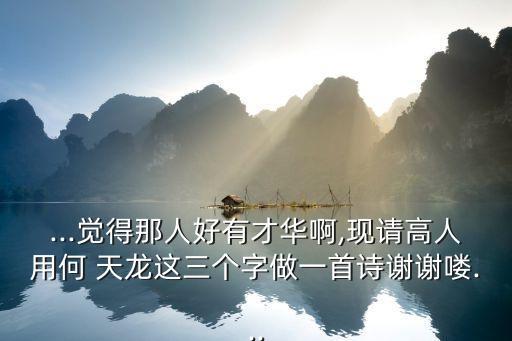 ...覺得那人好有才華啊,現(xiàn)請高人用何 天龍這三個字做一首詩謝謝嘍...