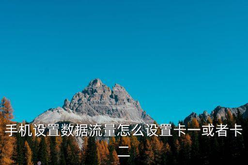 手機(jī)設(shè)置數(shù)據(jù)流量怎么設(shè)置卡一或者卡二