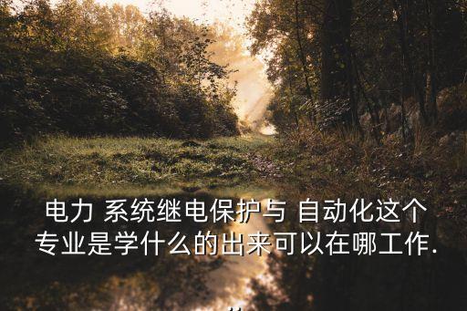  電力 系統(tǒng)繼電保護(hù)與 自動化這個 專業(yè)是學(xué)什么的出來可以在哪工作...