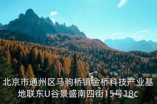 北京市通州區(qū)馬駒橋鎮(zhèn)金橋科技產(chǎn)業(yè)基地聯(lián)東U谷景盛南四街15號18c