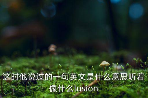 這時他說過的一句英文是什么意思聽著像什么lusion