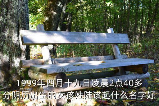 1999年四月十九日凌晨2點40多分陰歷出生的女孩姓陸該起什么名字好