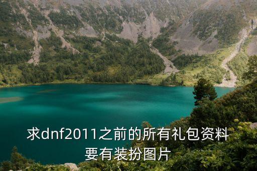 求dnf2011之前的所有禮包資料要有裝扮圖片