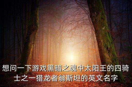 翁斯坦，想問一下游戲黑暗之魂中太陽(yáng)王的四騎士之一獵龍者翁斯坦的英文名字