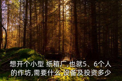 想開(kāi)個(gè)小型 紙箱廠,也就5、6個(gè)人的作坊,需要什么 設(shè)備及投資多少
