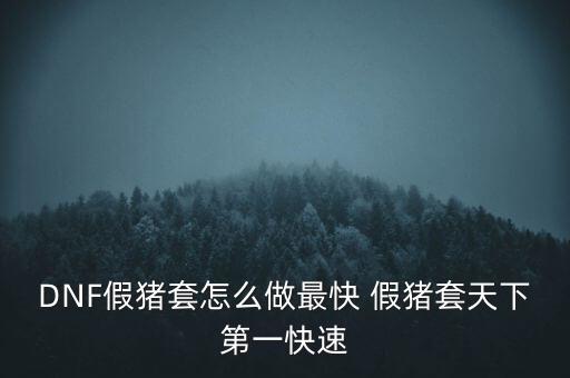 dnf假豬套，DNF假豬套怎么做最快 假豬套天下第一快速
