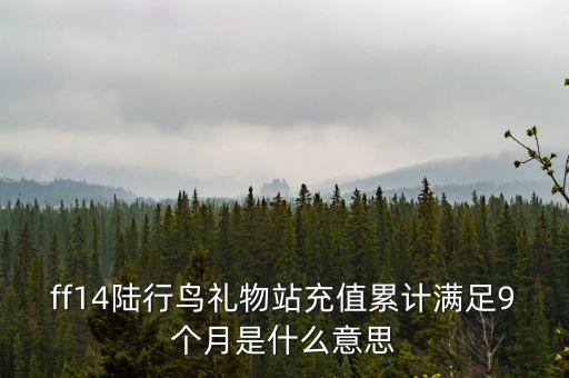 ff14陸行鳥禮物站充值累計滿足9個月是什么意思