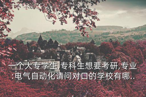 一個(gè)大專學(xué)生,?？粕胍佳?專業(yè):電氣自動(dòng)化請(qǐng)問(wèn)對(duì)口的學(xué)校有哪...