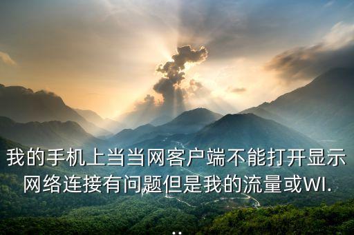 我的手機(jī)上當(dāng)當(dāng)網(wǎng)客戶端不能打開顯示網(wǎng)絡(luò)連接有問題但是我的流量或WI...
