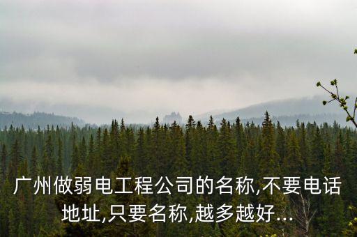 廣州做弱電工程公司的名稱,不要電話地址,只要名稱,越多越好...