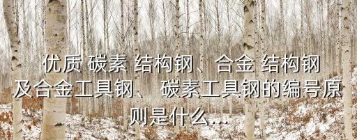  優(yōu)質(zhì) 碳素 結(jié)構(gòu)鋼、合金 結(jié)構(gòu)鋼及合金工具鋼、 碳素工具鋼的編號原則是什么...