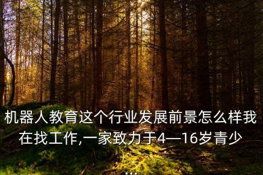 機(jī)器人教育這個(gè)行業(yè)發(fā)展前景怎么樣我在找工作,一家致力于4—16歲青少...