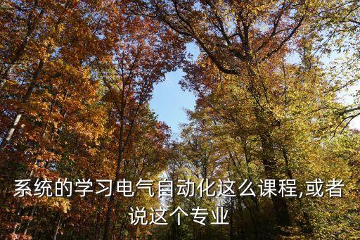 系統(tǒng)的學(xué)習(xí)電氣自動化這么課程,或者說這個專業(yè)