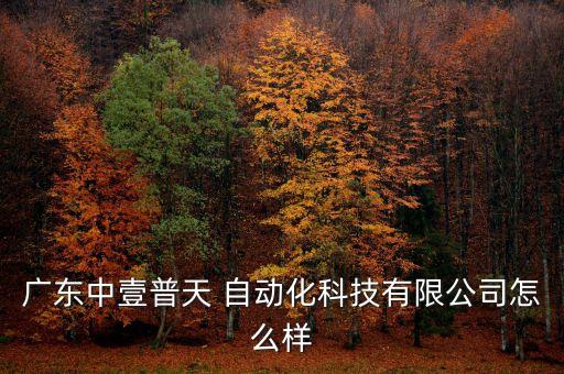 廣東中壹普天 自動(dòng)化科技有限公司怎么樣