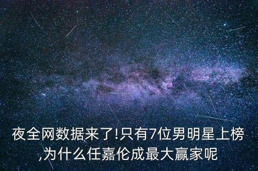 夜全網(wǎng)數(shù)據(jù)來了!只有7位男明星上榜,為什么任嘉倫成最大贏家呢