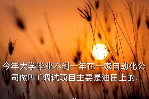 今年大學(xué)畢業(yè)不到一年在一家自動化公司做PLC調(diào)試項目主要是油田上的...