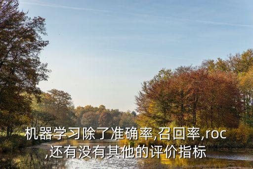 機器學(xué)習(xí)除了準(zhǔn)確率,召回率,roc,還有沒有其他的評價指標(biāo)