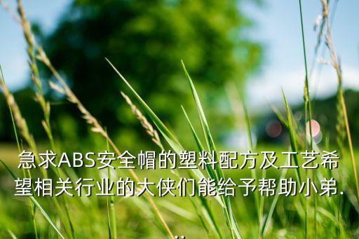急求ABS安全帽的塑料配方及工藝希望相關(guān)行業(yè)的大俠們能給予幫助小弟...